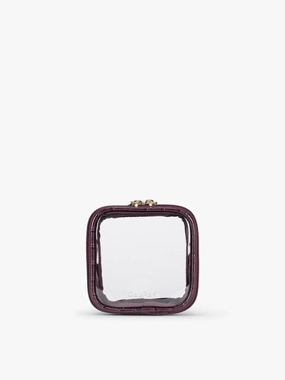 Tiny Clear Cosmetics Case in Croc-Embossed