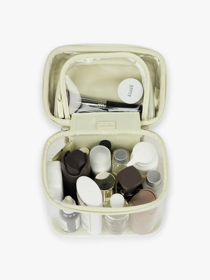 Clear Train Case with Top Compartment