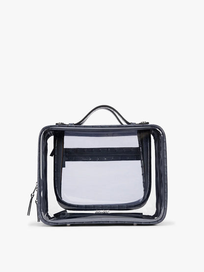 Large Clear Cosmetics Case in Croc-Embossed