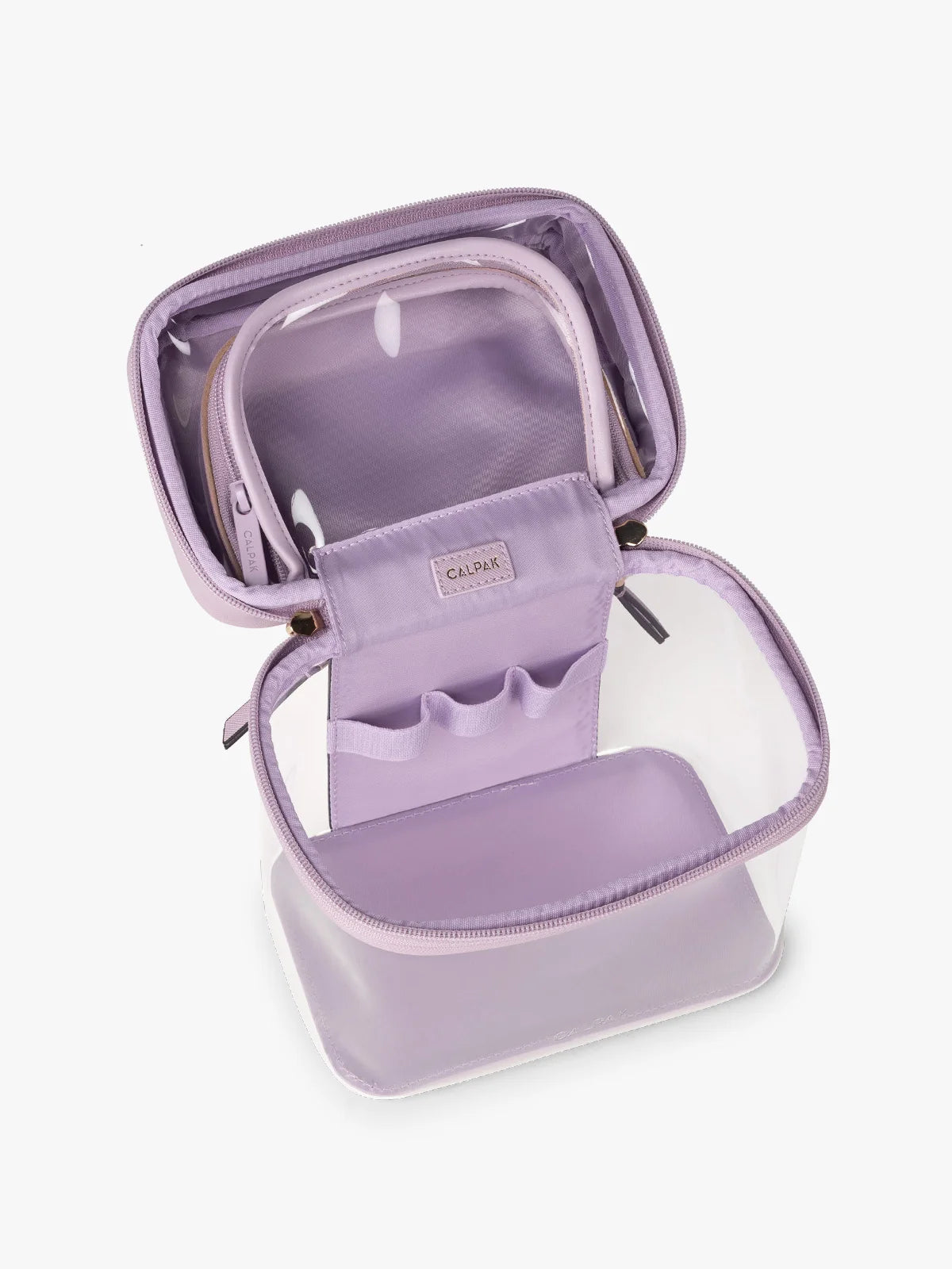 Clear Train Case with Top Compartment