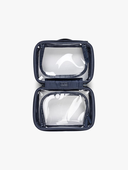 Small Clear Cosmetics Case in Croc-Embossed