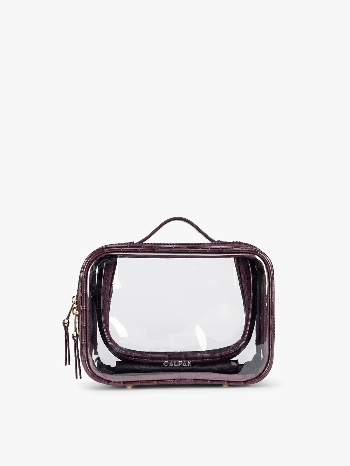Small Clear Cosmetics Case in Croc-Embossed