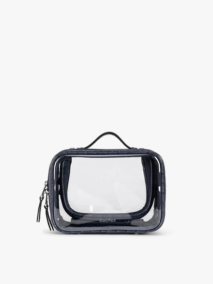 Small Clear Cosmetics Case in Croc-Embossed