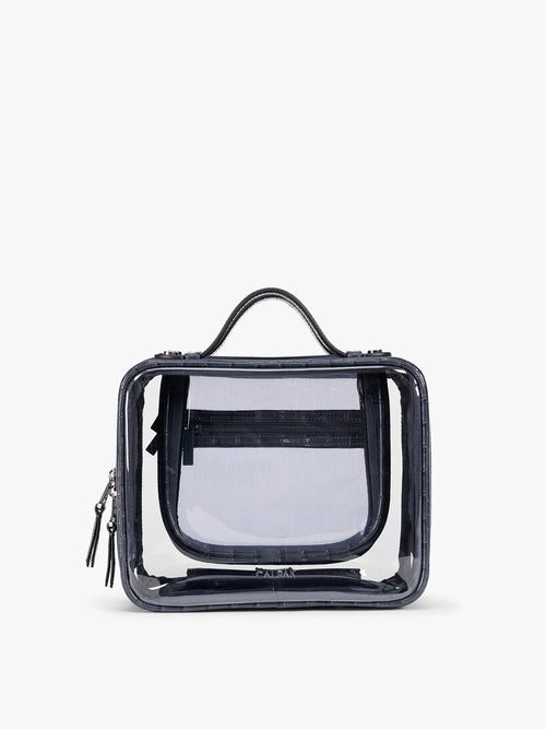 Medium Clear Cosmetics Case in Croc-Embossed