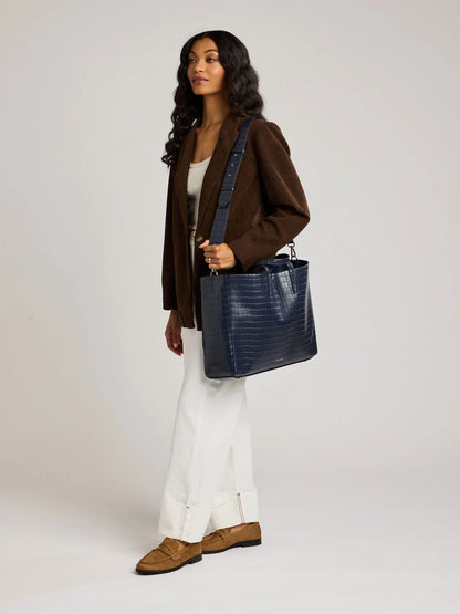 Haven 16" Laptop Tote in Croc-Embossed