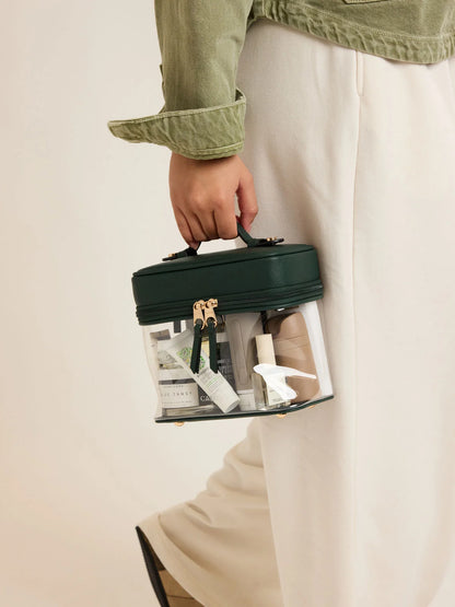 Clear Train Case with Top Compartment