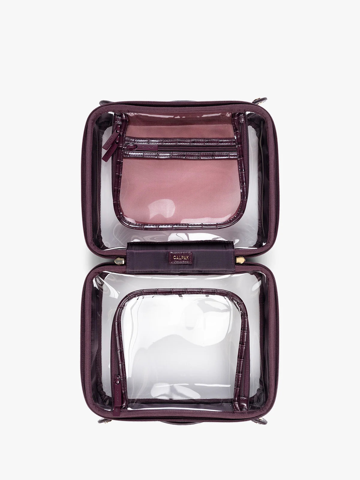 Medium Clear Cosmetics Case in Croc-Embossed