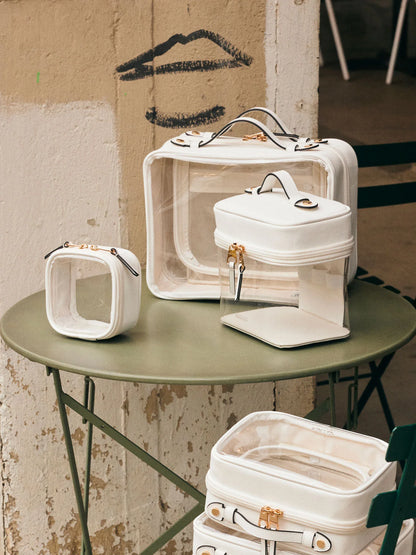Clear Train Case with Top Compartment