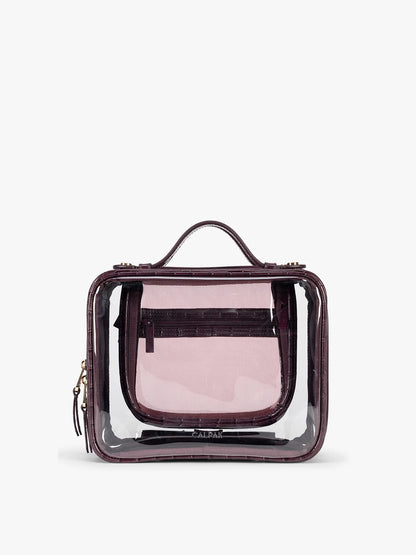 Medium Clear Cosmetics Case in Croc-Embossed