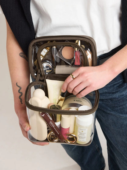 Clear Train Case with Top Compartment