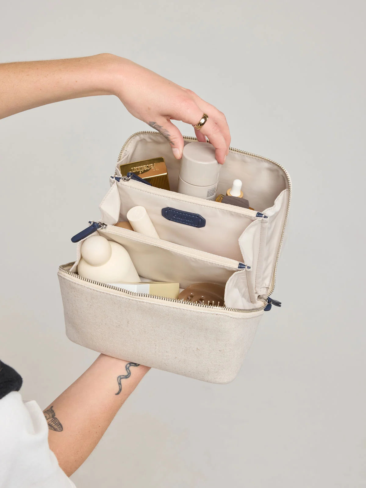 Colette Lay-Flat Canvas Toiletry Bag