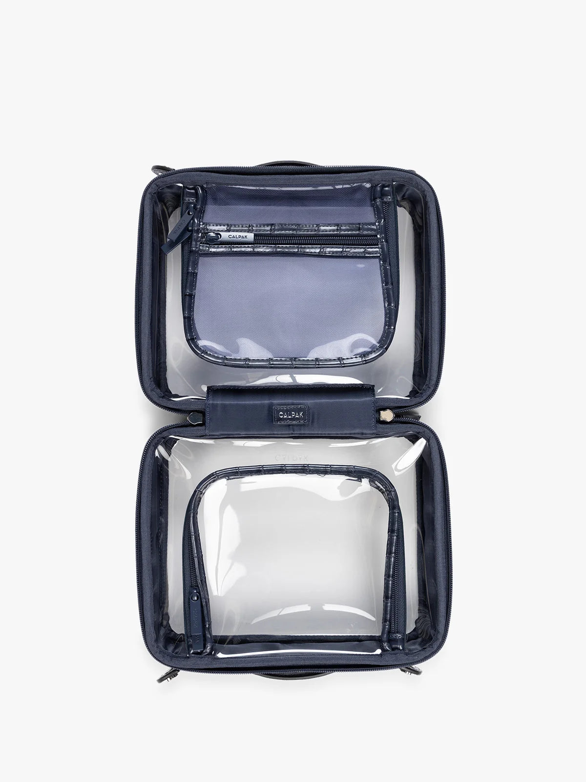 Medium Clear Cosmetics Case in Croc-Embossed