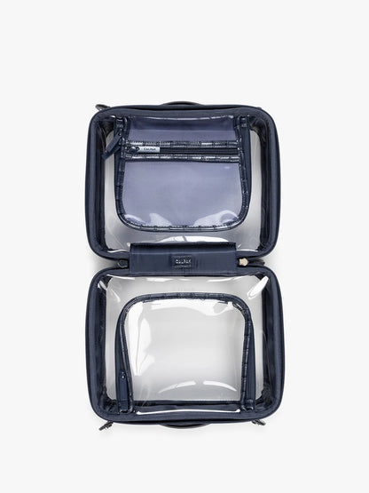 Medium Clear Cosmetics Case in Croc-Embossed